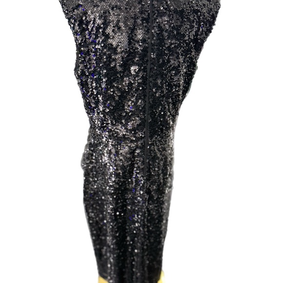 NWT Clover and Sloane Solid Black Sequin Midid Dress Size 12 MSRP $225 - Picture 9 of 10